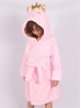 Kid's Cute Cat with Crown and Tail Microfiber Hooded Robe W/Strap